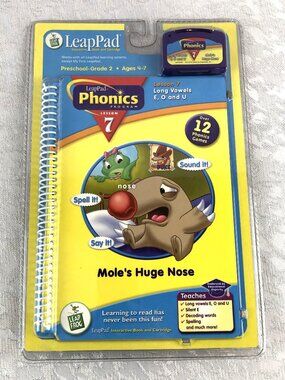 LeapFrog LeapPad Phonics Lesson 7 “Mole’s Huge Nose” Book & Cartridge New in Pkg
